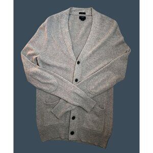 J. Crew Gray Wool Blend Cardigan Elbow Patch Knit Sweater Preppy Old Money Size